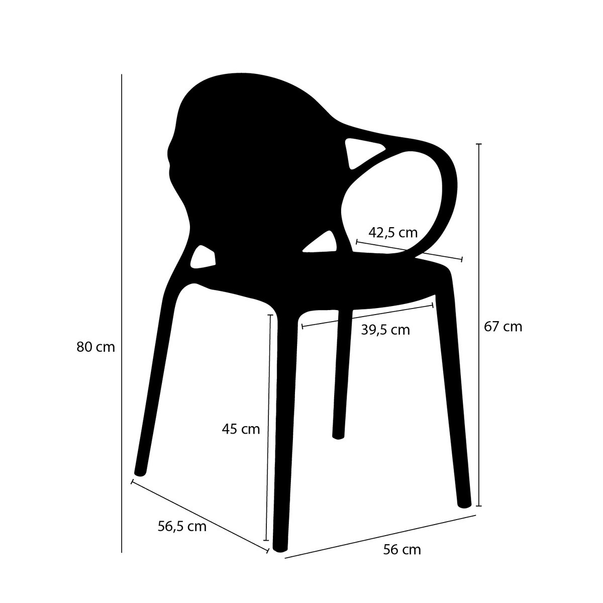 Nebraska Garden chair - L56 x W57 x H80 cm - Polypropylene - Salmon