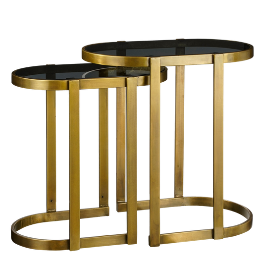 Kevin Side table - Set of 2 - L54 x W34 x H56 cm - Metal - Gold