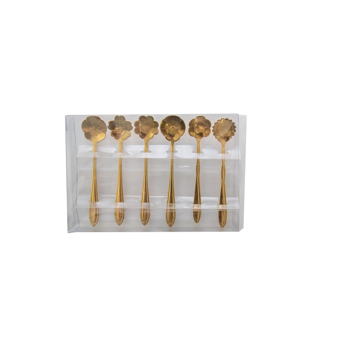 GOLD ASSORTMENT FLOWER CAKE SPOONS - SET OF 6