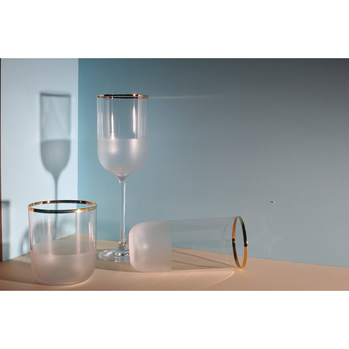 HIGH NISH GOLD EDGE WATER GLASSES - SET OF 6