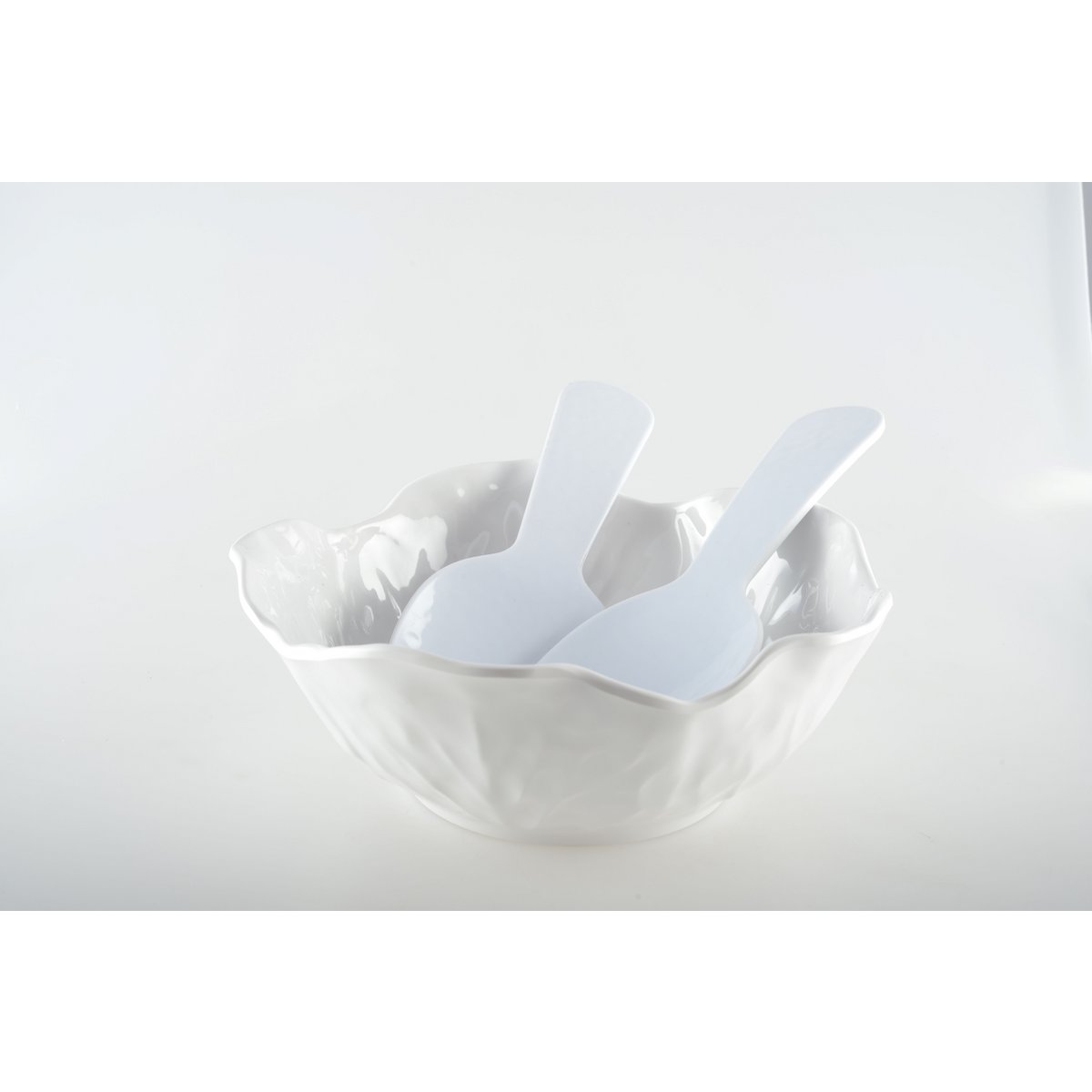 WHITE MELAMINE SALAD BOWL 26X26X8CM