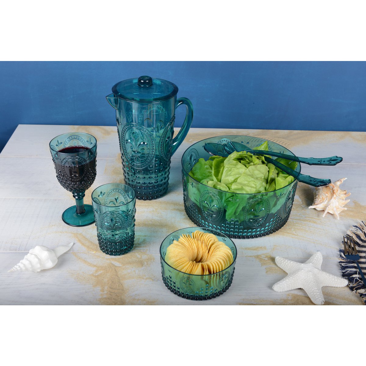 TURQUOISE ACRYLIC WINE GLASSES - SET OF 6