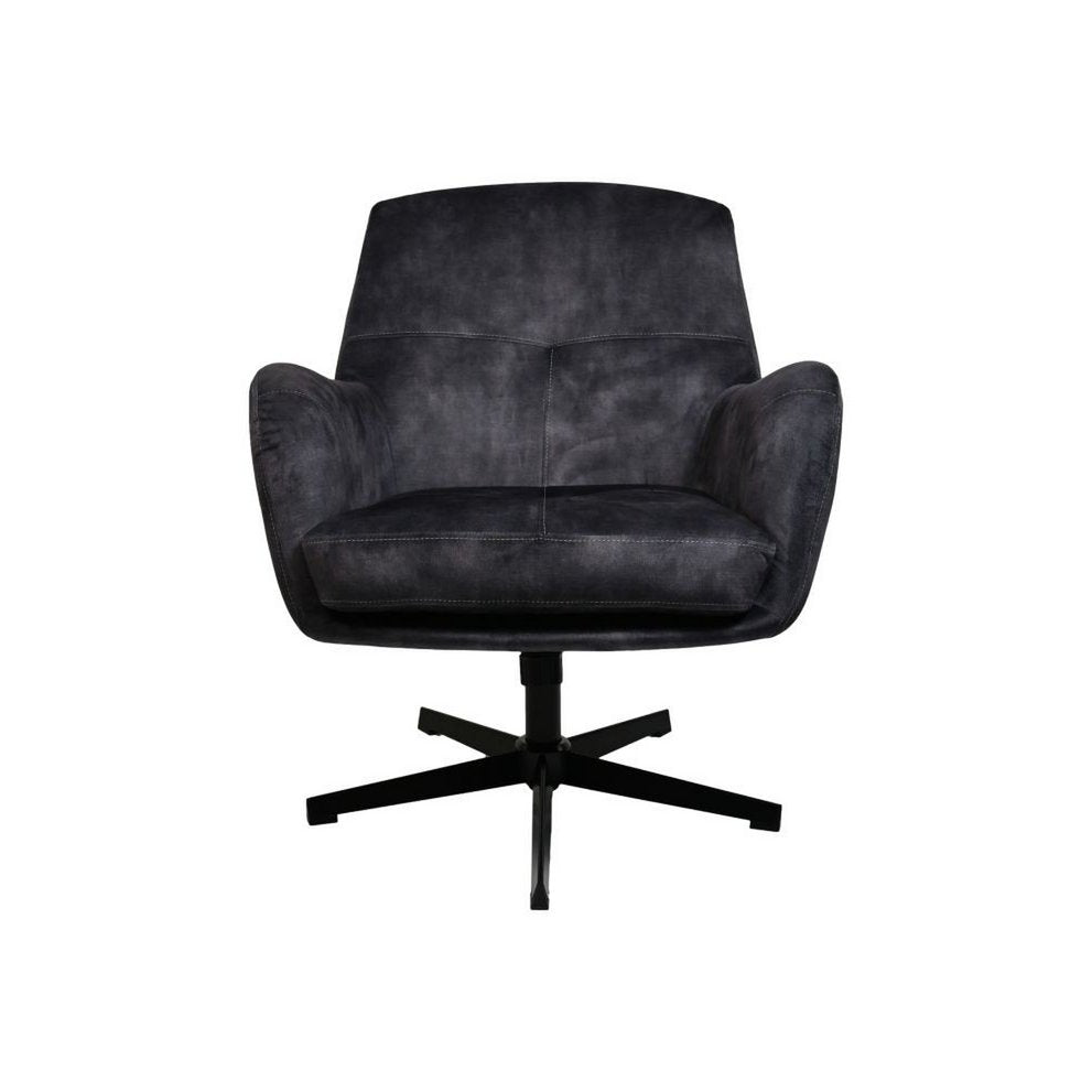 HSM Collection-Draaifauteuil Cleveland-75x73x88-Donker Grijs/Zwart-Stof/Metaal