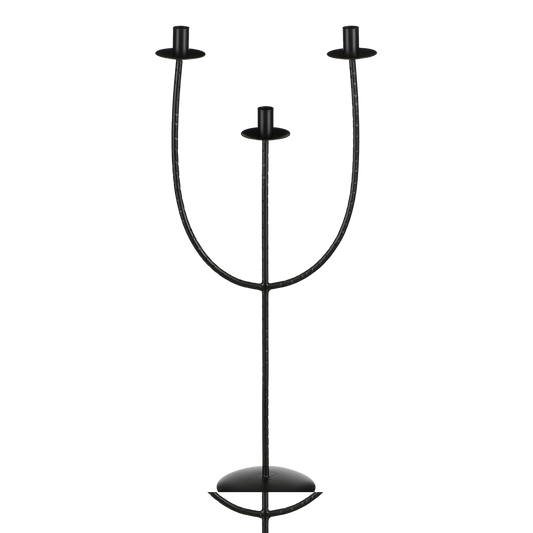 Kantas Candlestick - L30 x W15 x H73 cm - Metal - Black