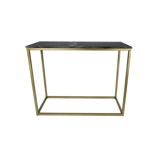 HSM Collection-Wandtafel Marseille-100x35x75-Zwart/Goud-Marmer/Metaal