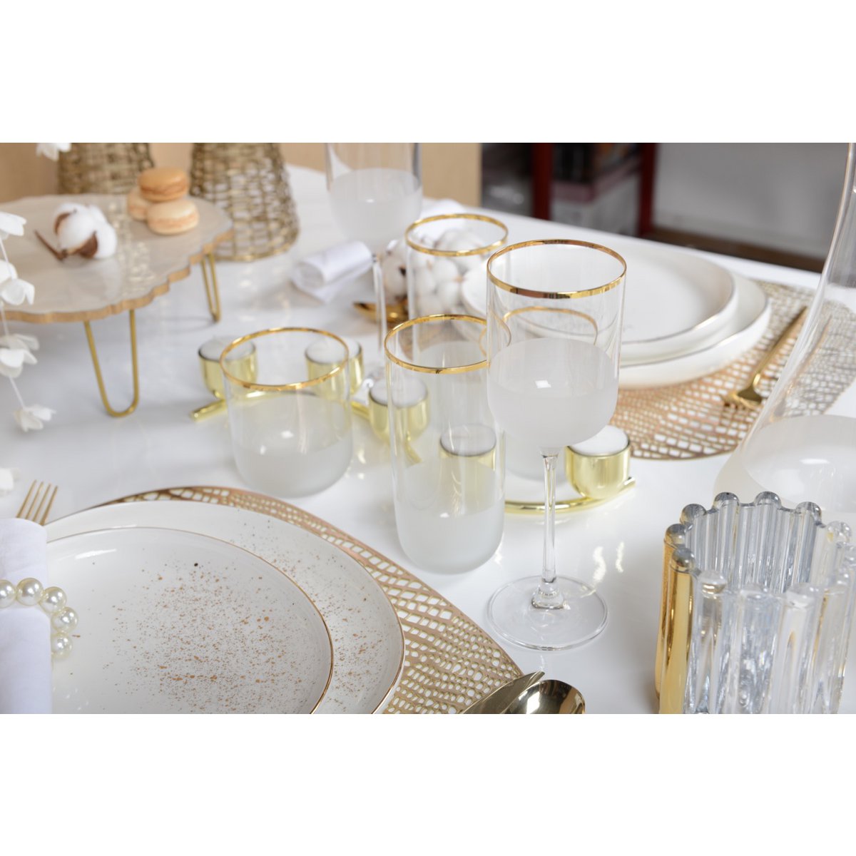 HIGH NISH GOLD EDGE WATER GLASSES - SET OF 6