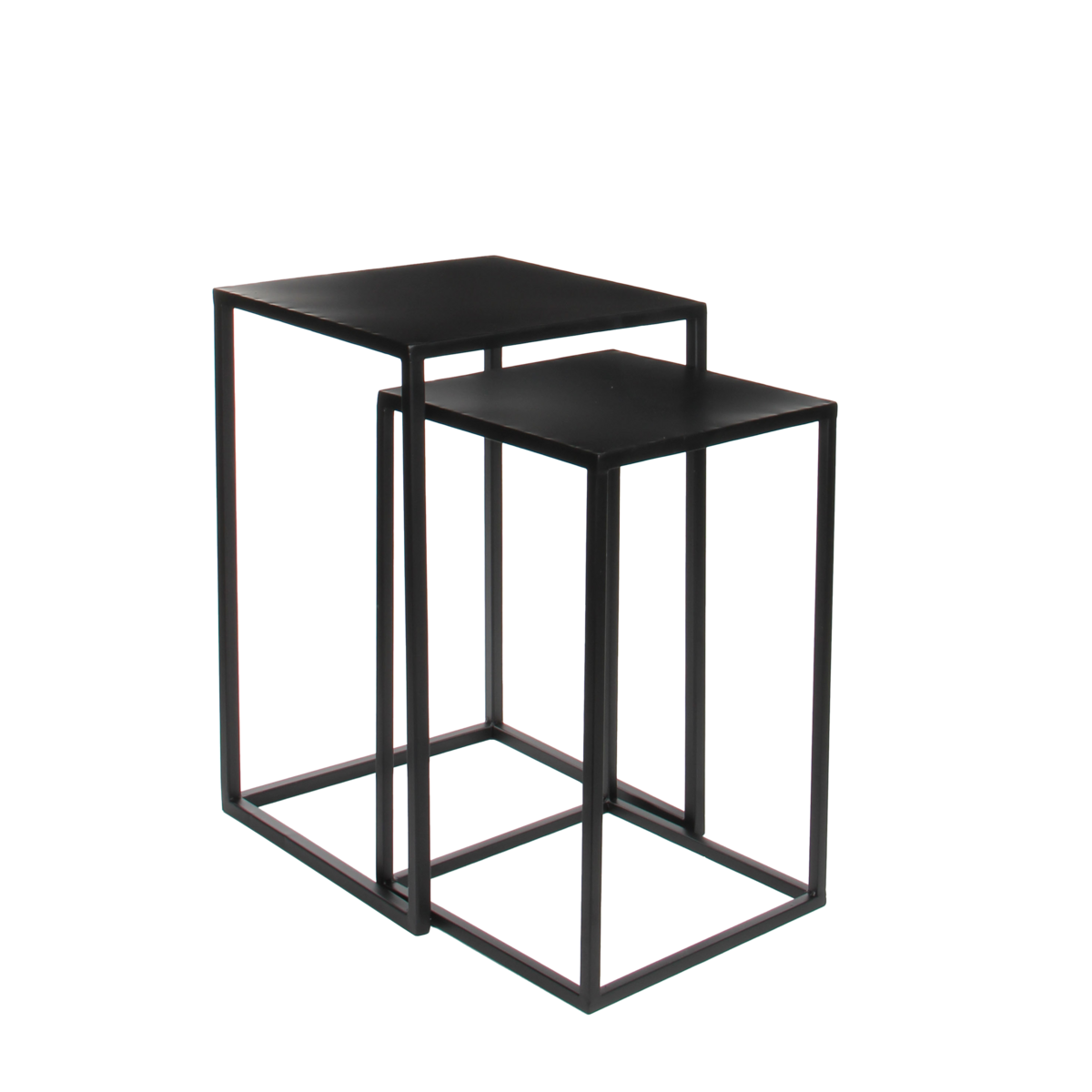 Goa Side table - Set of 2 - L35 x W35 x H55 cm - Metal - Black