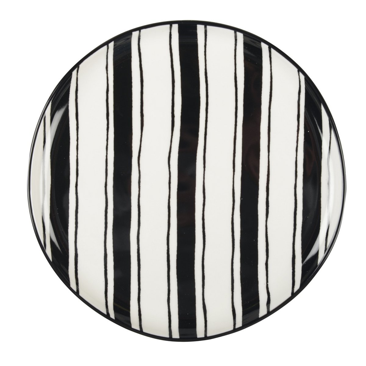 DESSERT PLATE BLACK AND WHITE STRIPES 21CM