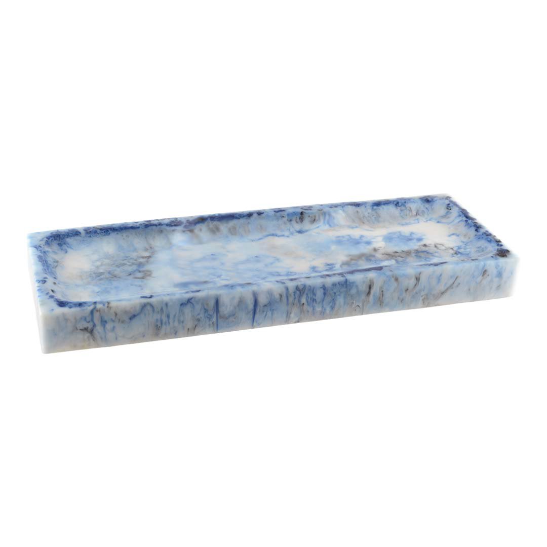 APPETIZER PLATE 3 COMPARTMENTS / CAKE DISH RESIN CLOUD BLUE