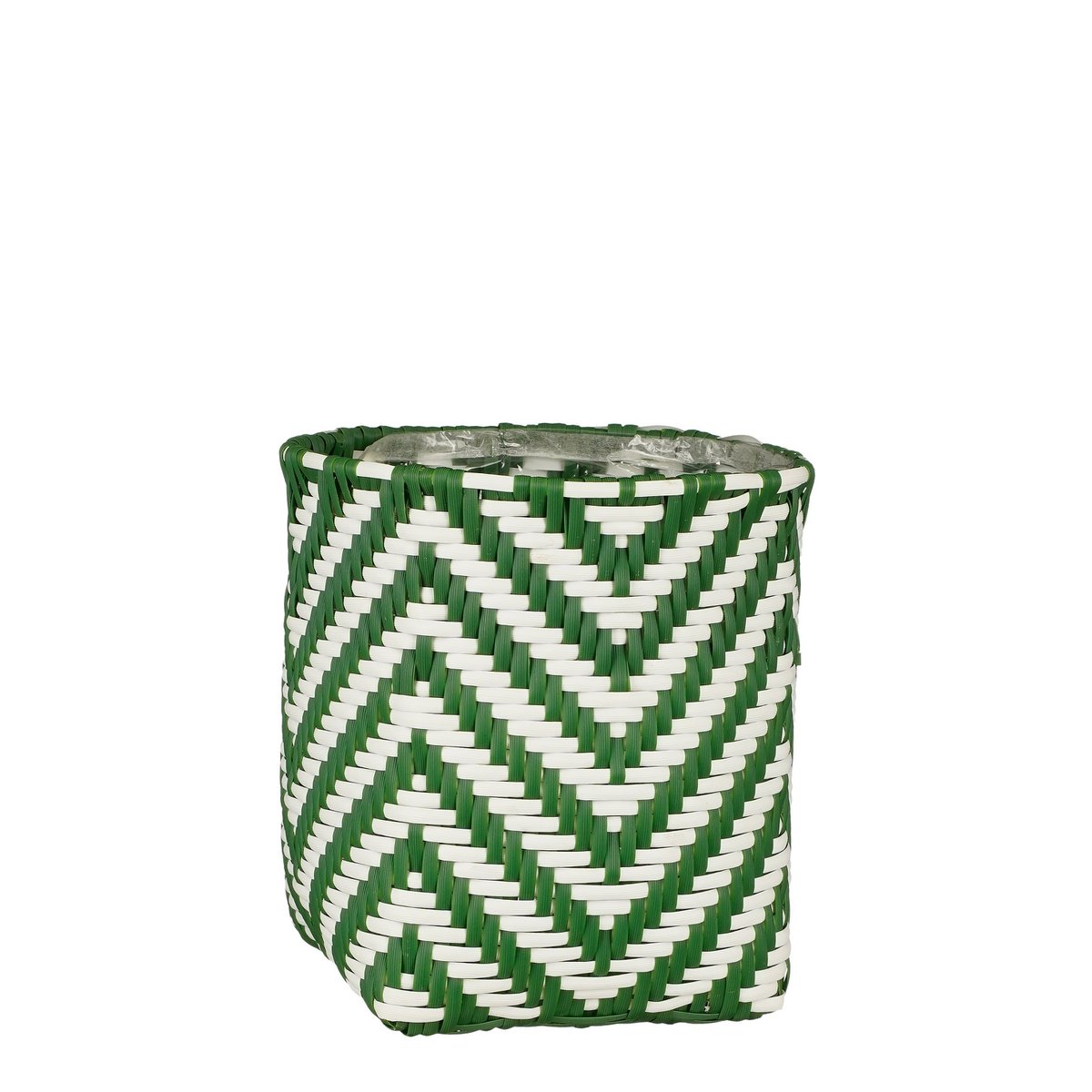 Merlijn Outdoor Plant Basket - Set of 3 - H26 x Ø24 cm - Recycled Plastic - Dark Green, White