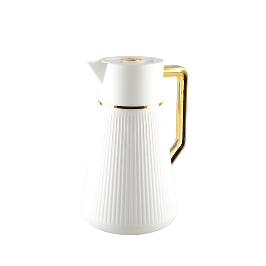 WHITE COFFEE POT WITH GOLDEN HANDLE 1L