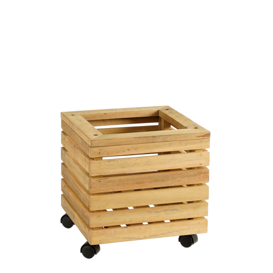 Glenwood Plantenbak Vierkant op Wielen voor Buiten - L35 x B35 x H35 cm - Acaciahout - Bruin