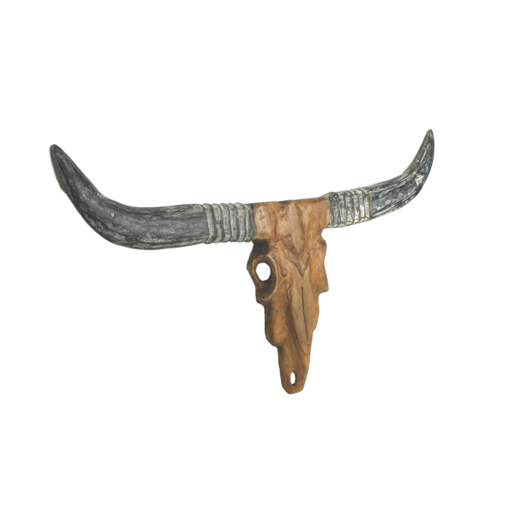 Wall decoration buffalo head - Natural wax - Teak