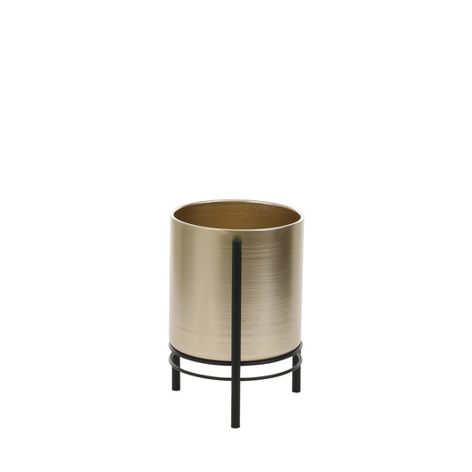 Sverre Flowerpot on Stand - H28 x Ø19 cm - Gold, Black